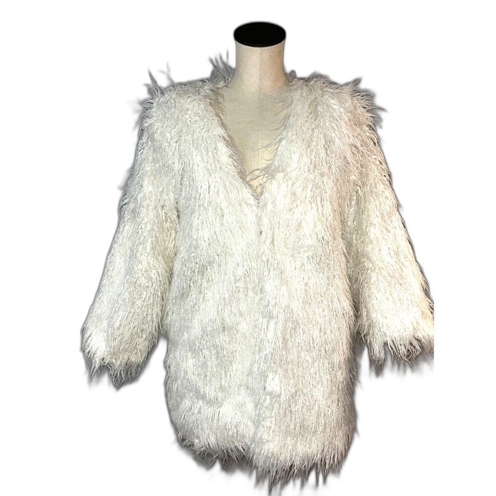Simplee Women's Shaggy Faux Fur Coat size S Fairy Boho Quilted Lining